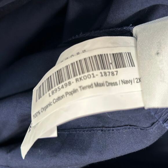New Quince Women's Navy Blue Tiered Maxi Dress 2X Plus Organic Cotton Poplin - Picture 11 of 11